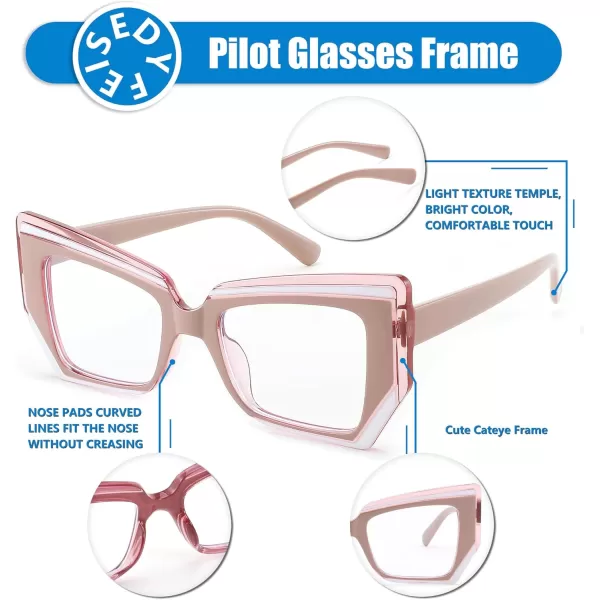 FEISEDY Cat Eye Frame Glasses for Women Men Blue Light Blocking Glasses Anti Glare Computer Eyeglasses B9125Pink