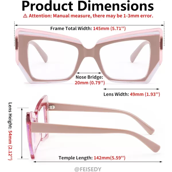 FEISEDY Cat Eye Frame Glasses for Women Men Blue Light Blocking Glasses Anti Glare Computer Eyeglasses B9125Pink