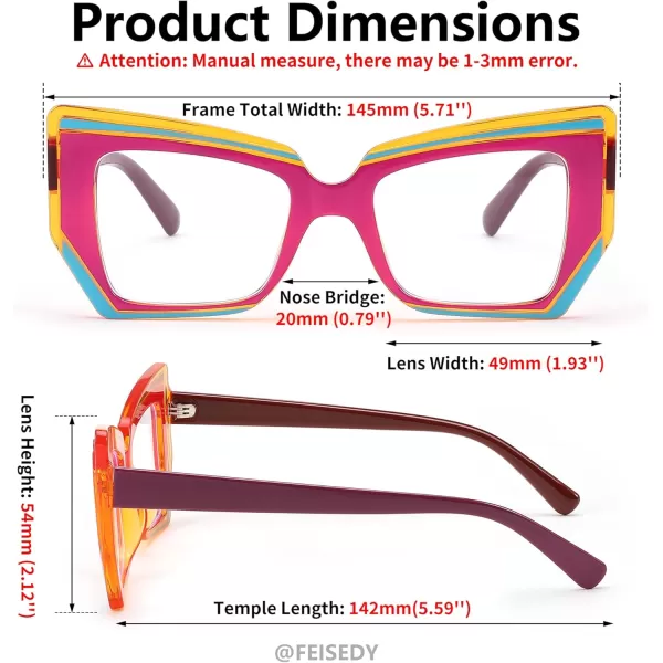 FEISEDY Cat Eye Frame Glasses for Women Men Blue Light Blocking Glasses Anti Glare Computer Eyeglasses B9125Red