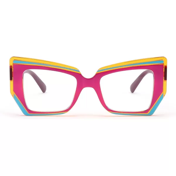 FEISEDY Cat Eye Frame Glasses for Women Men Blue Light Blocking Glasses Anti Glare Computer Eyeglasses B9125Red