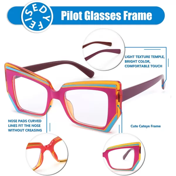 FEISEDY Cat Eye Frame Glasses for Women Men Blue Light Blocking Glasses Anti Glare Computer Eyeglasses B9125Red
