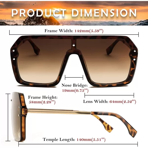 FEISEDY Classic Siamese One Piece Sunglasses Nice Rimless Stylish Retro Design for Women Men B257402 Leopard