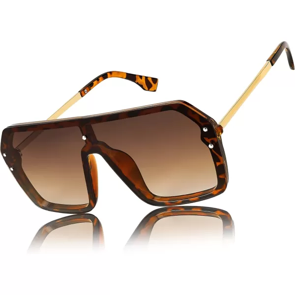 FEISEDY Classic Siamese One Piece Sunglasses Nice Rimless Stylish Retro Design for Women Men B257402 Leopard