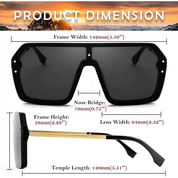 FEISEDY Classic Siamese One Piece Sunglasses Nice Rimless Stylish Retro Design for Women Men B257403 Black