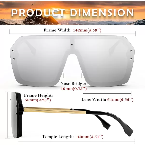FEISEDY Classic Siamese One Piece Sunglasses Nice Rimless Stylish Retro Design for Women Men B257404 Silver
