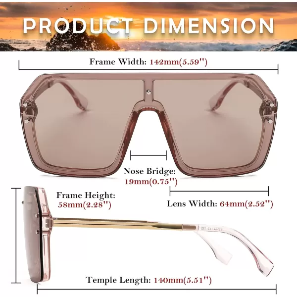 FEISEDY Classic Siamese One Piece Sunglasses Nice Rimless Stylish Retro Design for Women Men B257405 Champagne