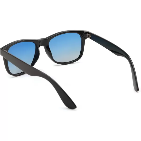 FEISEDY Classic Square Retro Polarized Sunglasses Women Men 80s Sun Glasses Trendy UV400 B1858Black  Gradual Blue
