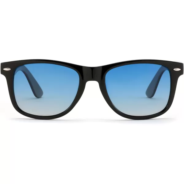 FEISEDY Classic Square Retro Polarized Sunglasses Women Men 80s Sun Glasses Trendy UV400 B1858Black  Gradual Blue