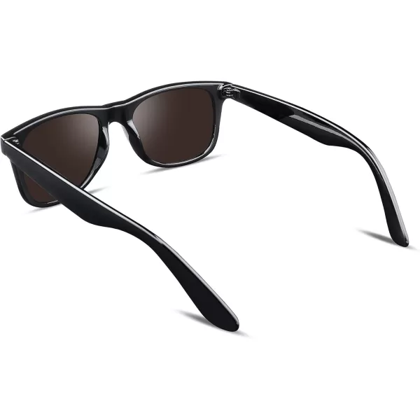 FEISEDY Classic Square Retro Polarized Sunglasses Women Men 80s Sun Glasses Trendy UV400 B1858Bright Black  Bluemirror