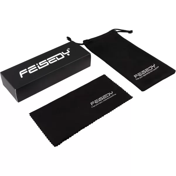 FEISEDY Classic Square Retro Polarized Sunglasses Women Men 80s Sun Glasses Trendy UV400 B1858Bright Black  Bluemirror