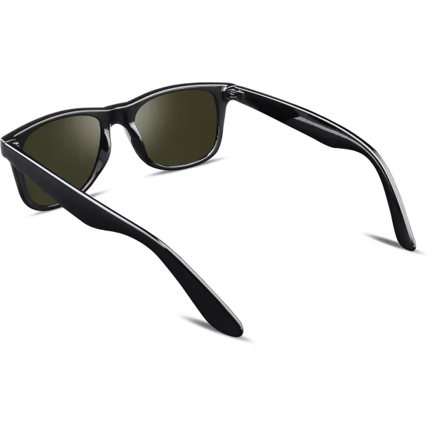 FEISEDY Classic Square Retro Polarized Sunglasses Women Men 80s Sun Glasses Trendy UV400 B1858Bright Black Frame  Purple Mirror Lens