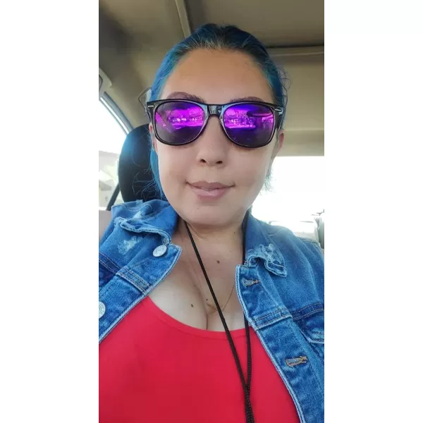 FEISEDY Classic Square Retro Polarized Sunglasses Women Men 80s Sun Glasses Trendy UV400 B1858Bright Black Frame  Purple Mirror Lens