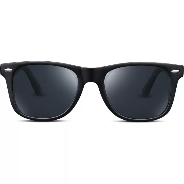 FEISEDY Classic Square Retro Polarized Sunglasses Women Men 80s Sun Glasses Trendy UV400 B1858Frosted Black Frame  Grey Lens