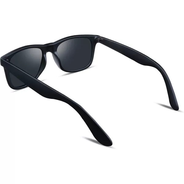 FEISEDY Classic Square Retro Polarized Sunglasses Women Men 80s Sun Glasses Trendy UV400 B1858Frosted Black Frame  Grey Lens