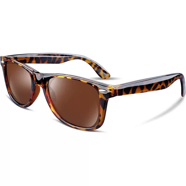 FEISEDY Classic Square Retro Polarized Sunglasses Women Men 80s Sun Glasses Trendy UV400 B1858Leopard Frame  Tea Lens