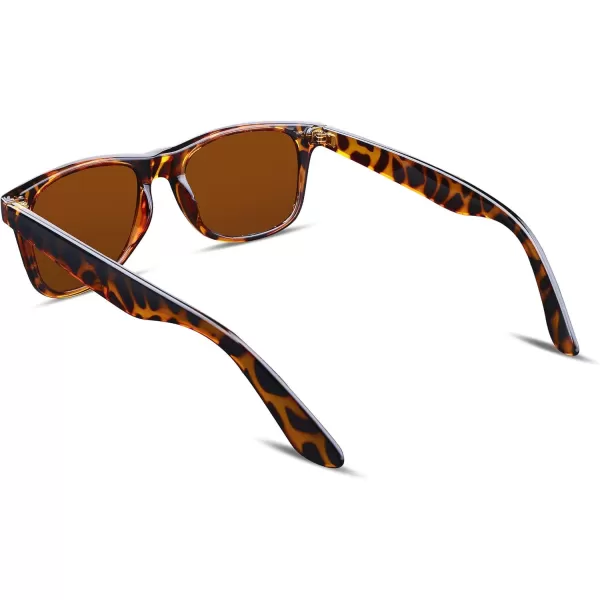 FEISEDY Classic Square Retro Polarized Sunglasses Women Men 80s Sun Glasses Trendy UV400 B1858Leopard Frame  Tea Lens