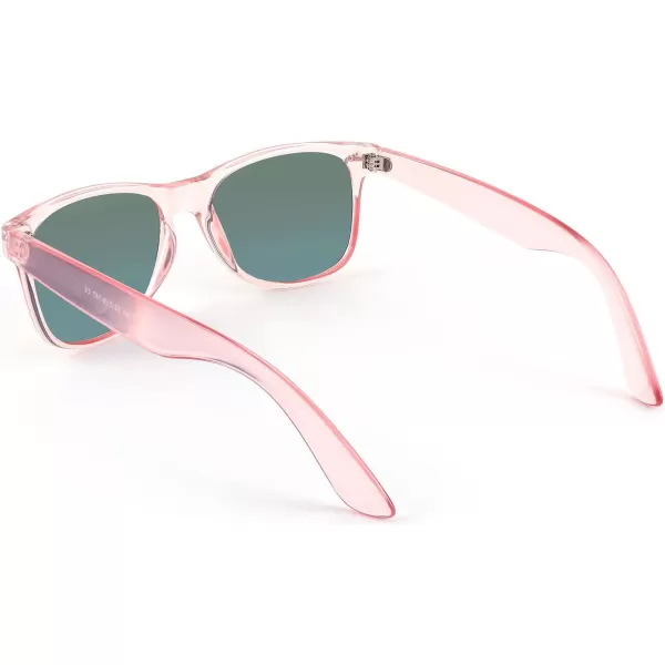 FEISEDY Classic Square Retro Polarized Sunglasses Women Men 80s Sun Glasses Trendy UV400 B1858Pink Frame  Pink Mirror Lens