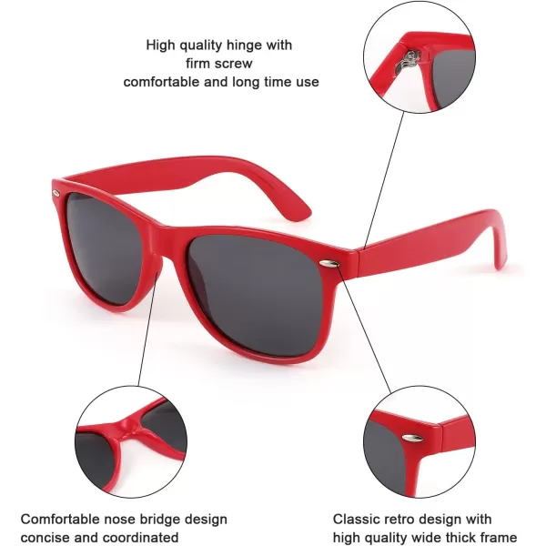FEISEDY Classic Square Retro Polarized Sunglasses Women Men 80s Sun Glasses Trendy UV400 B1858Red Frame  Grey Lens