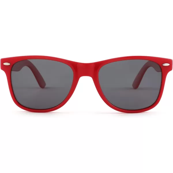 FEISEDY Classic Square Retro Polarized Sunglasses Women Men 80s Sun Glasses Trendy UV400 B1858Red Frame  Grey Lens