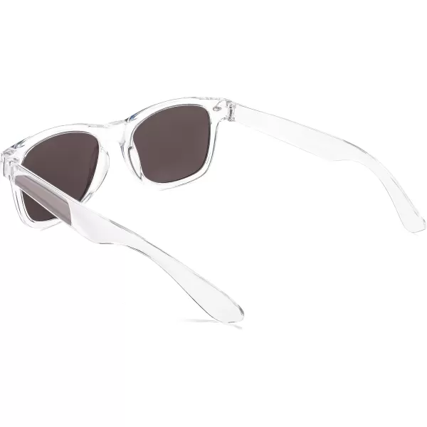 FEISEDY Classic Square Retro Polarized Sunglasses Women Men 80s Sun Glasses Trendy UV400 B1858Transparent Frame  Pink Mirror Lens