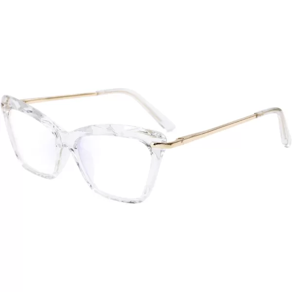 FEISEDY Crystal Cat Eye Glasses Frame Blue Light Blocking Computer Eyewear B2500Clear Crystal