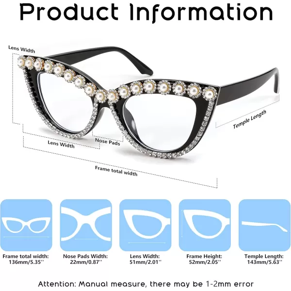 FEISEDY Diamond Blue Light Blocking Glasses Cat Eye Rhinestone Women Oversized Anti Eyestrain Computer Glasses Frame B2358Flower Diamond