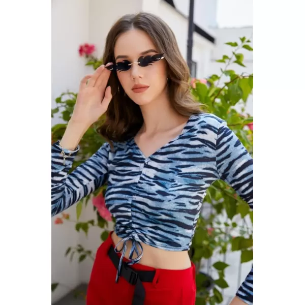 FEISEDY Fire Flame Sunglasses for Women Mirror Rimless Fire Shaped Novelty Sunglasses B2839009 Red Flame
