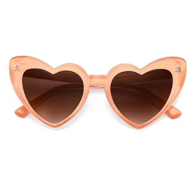 FEISEDY Heart Sunglasses for Women Pink Heart Sunglasses Red Heart Sunglasses Fashion Heart Shaped Glasses B2421P 2 Pack  Orange  Yellow