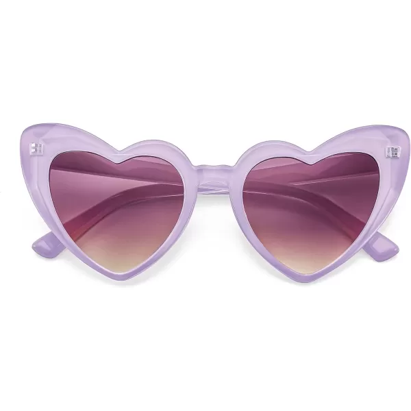 FEISEDY Heart Sunglasses for Women Pink Heart Sunglasses Red Heart Sunglasses Fashion Heart Shaped Glasses B2421P 2 Pack  Purple  Yellow