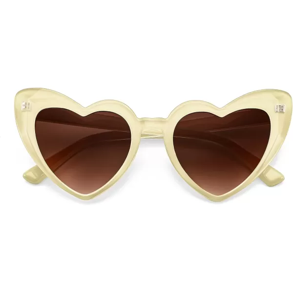 FEISEDY Heart Sunglasses for Women Pink Heart Sunglasses Red Heart Sunglasses Fashion Heart Shaped Glasses B2421PBeigeGradual Tea Lens