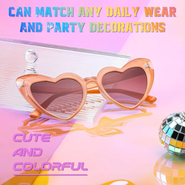 FEISEDY Heart Sunglasses for Women Pink Heart Sunglasses Red Heart Sunglasses Fashion Heart Shaped Glasses B2421POrangeGradual Tea Lens