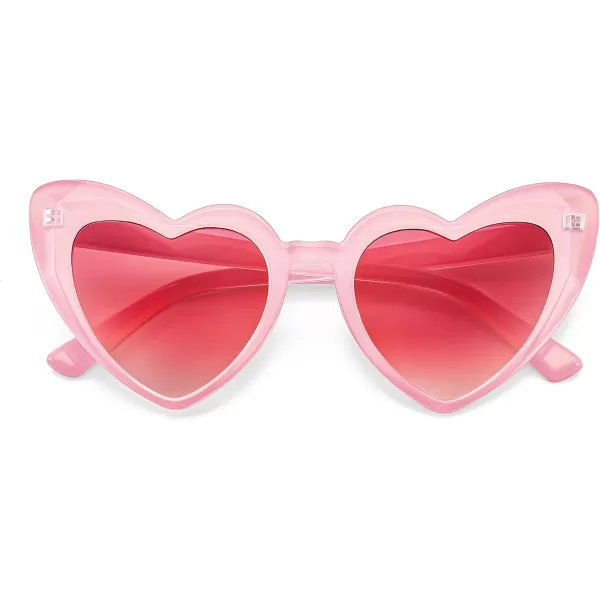 FEISEDY Heart Sunglasses for Women Pink Heart Sunglasses Red Heart Sunglasses Fashion Heart Shaped Glasses B2421PPinkGradual Pink Lens