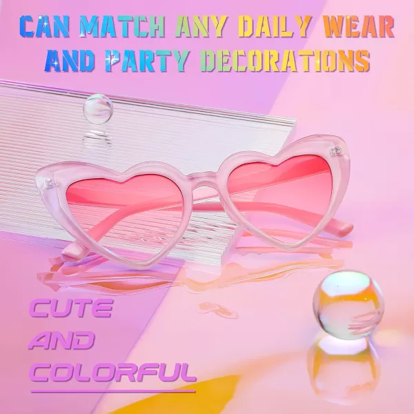 FEISEDY Heart Sunglasses for Women Pink Heart Sunglasses Red Heart Sunglasses Fashion Heart Shaped Glasses B2421PPinkGradual Pink Lens