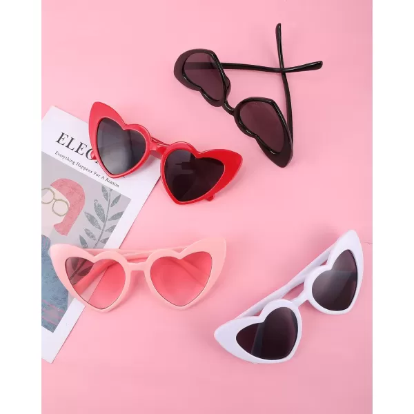 FEISEDY Heart Sunglasses for Women Pink Heart Sunglasses Red Heart Sunglasses Fashion Heart Shaped Glasses B2421PRed
