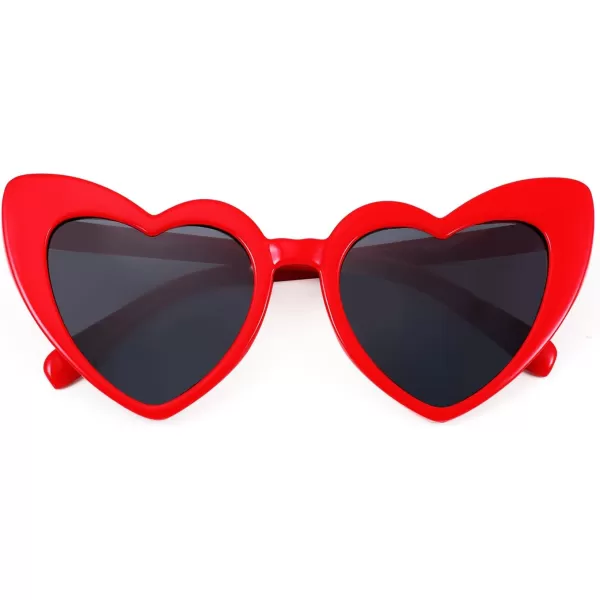 FEISEDY Heart Sunglasses for Women Pink Heart Sunglasses Red Heart Sunglasses Fashion Heart Shaped Glasses B2421PRed