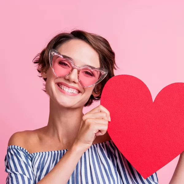FEISEDY Heart Sunglasses for Women Pink Heart Sunglasses Red Heart Sunglasses Fashion Heart Shaped Glasses B2421PTransparency Pink
