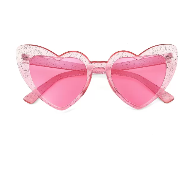 FEISEDY Heart Sunglasses for Women Pink Heart Sunglasses Red Heart Sunglasses Fashion Heart Shaped Glasses B2421PTransparency Pink
