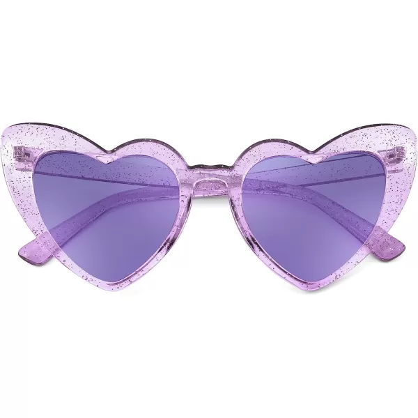FEISEDY Heart Sunglasses for Women Pink Heart Sunglasses Red Heart Sunglasses Fashion Heart Shaped Glasses B2421PTransparency Purple