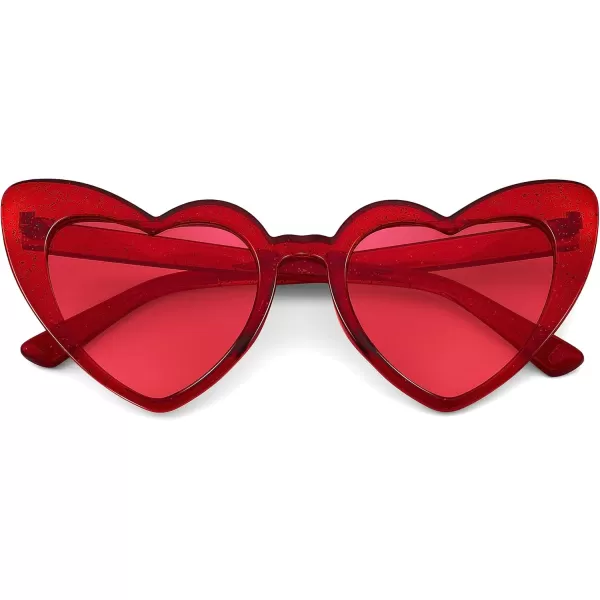 FEISEDY Heart Sunglasses for Women Pink Heart Sunglasses Red Heart Sunglasses Fashion Heart Shaped Glasses B2421PTransparency Red