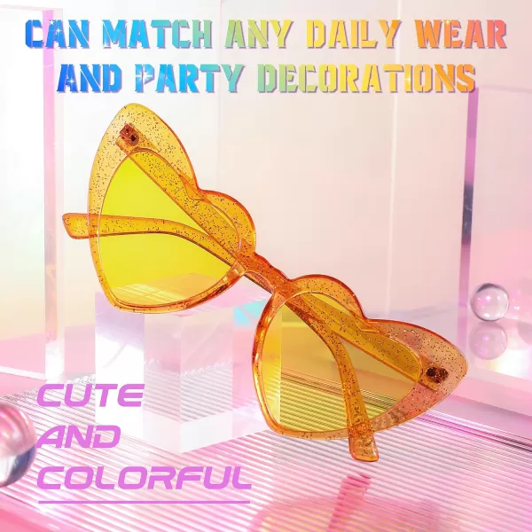 FEISEDY Heart Sunglasses for Women Pink Heart Sunglasses Red Heart Sunglasses Fashion Heart Shaped Glasses B2421PTransparency Yellow