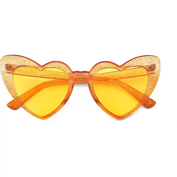 FEISEDY Heart Sunglasses for Women Pink Heart Sunglasses Red Heart Sunglasses Fashion Heart Shaped Glasses B2421PTransparency Yellow