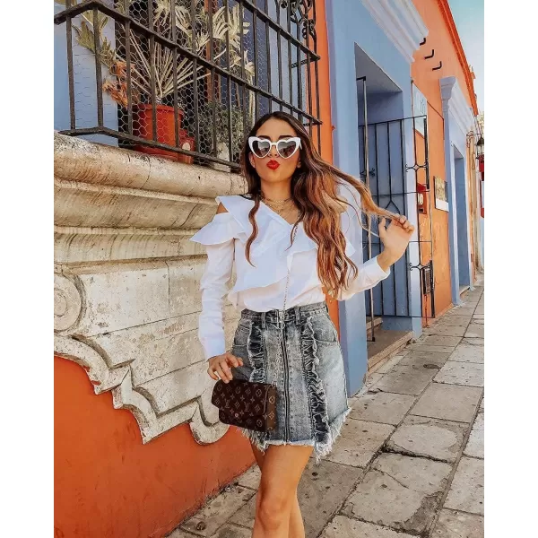 FEISEDY Heart Sunglasses for Women Pink Heart Sunglasses Red Heart Sunglasses Fashion Heart Shaped Glasses B2421PWhite