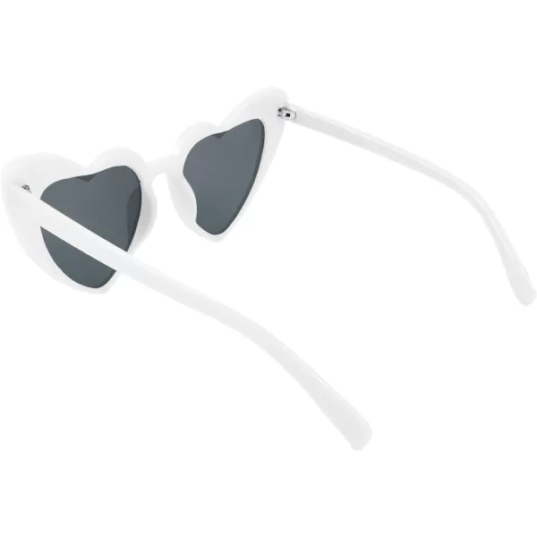 FEISEDY Heart Sunglasses for Women Pink Heart Sunglasses Red Heart Sunglasses Fashion Heart Shaped Glasses B2421PWhite