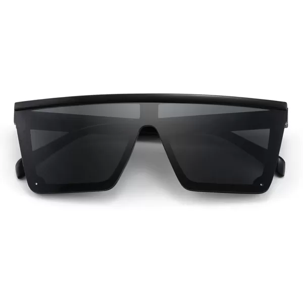 FEISEDY Kids Sunglasses Flat Top Shield Square Sunglasses with Rimless Fashion Shades for Age 27 B4061Black FrameGrey Lens