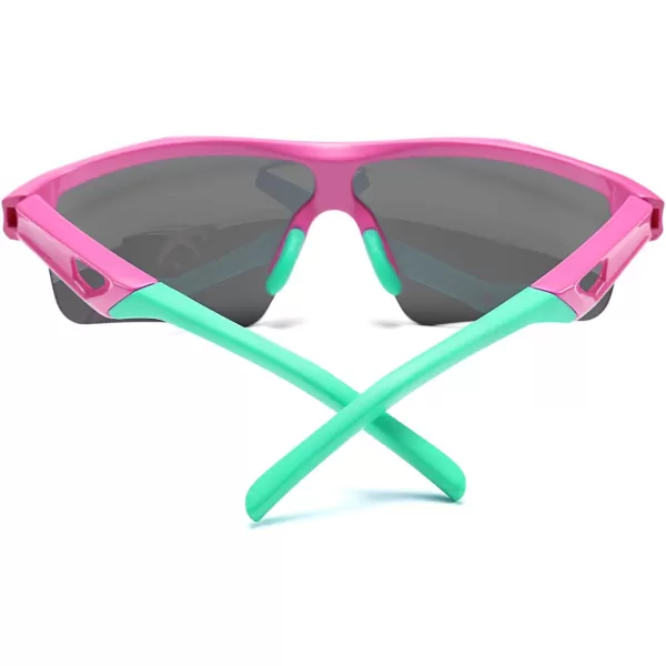 FEISEDY Kids Teens Baseball Polarized Sunglasses Sports TR90 Frame Boys Girls Cycling B2454Pink