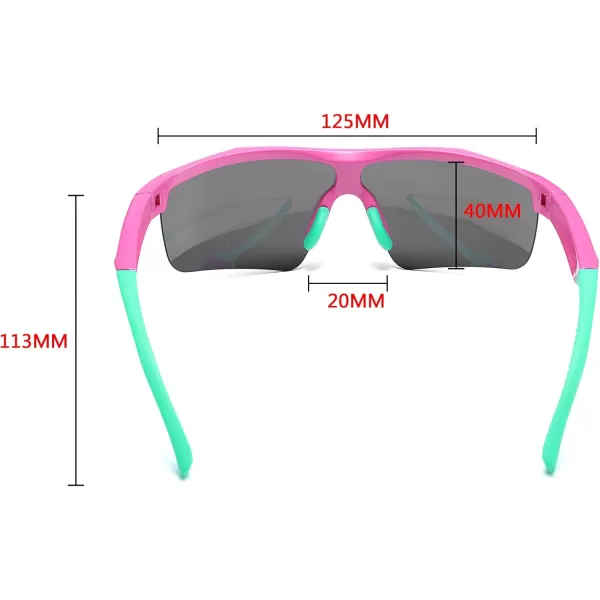 FEISEDY Kids Teens Baseball Polarized Sunglasses Sports TR90 Frame Boys Girls Cycling B2454Pink
