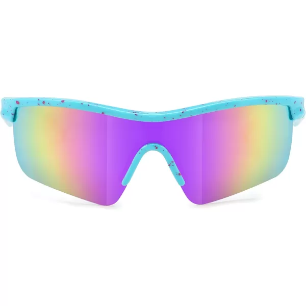FEISEDY Kids Teens Baseball Polarized Sunglasses Sports TR90 Frame Boys Girls Cycling B2454Spot Bluepurple