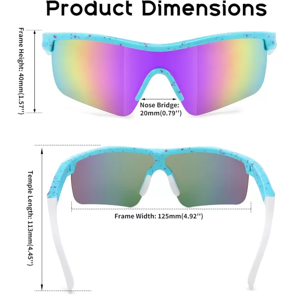 FEISEDY Kids Teens Baseball Polarized Sunglasses Sports TR90 Frame Boys Girls Cycling B2454Spot Bluepurple