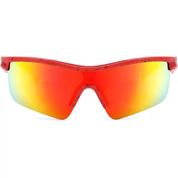FEISEDY Kids Teens Baseball Polarized Sunglasses Sports TR90 Frame Boys Girls Cycling B2454Spot Red
