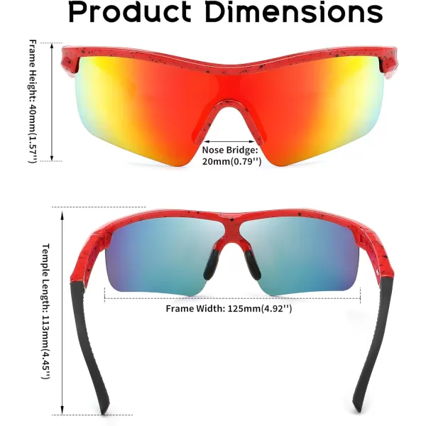 FEISEDY Kids Teens Baseball Polarized Sunglasses Sports TR90 Frame Boys Girls Cycling B2454Spot Red